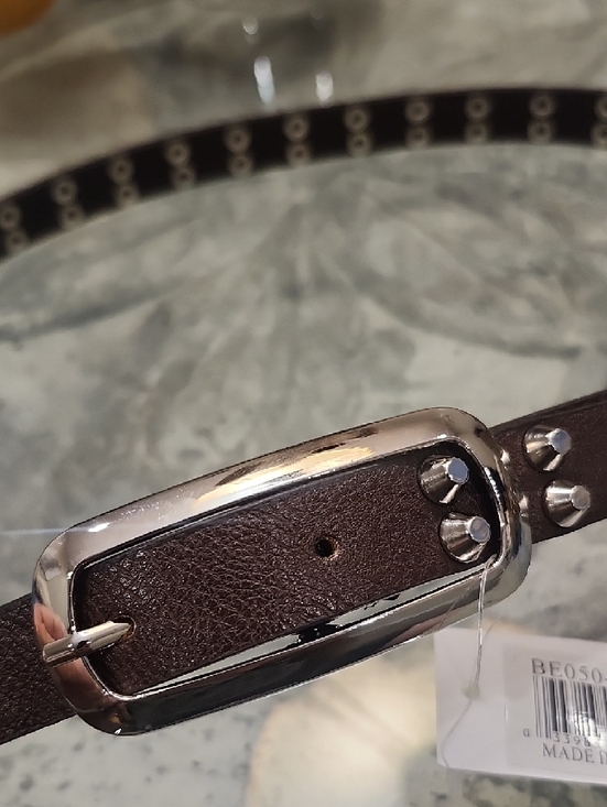 Studded Black Leather Belt with Silver Hardware - Women - Picture 2 of 6
